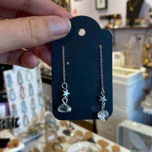 Brand New! Clear Quartz / Falling Star Ear Threader Earrings
